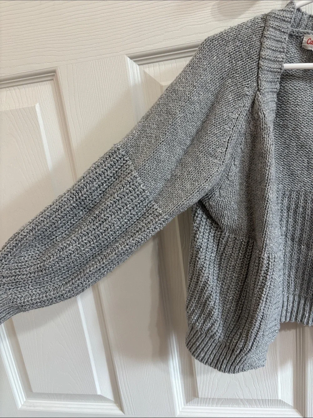Cat & Jack Light Gray Chunky Open-Front Girls Cardigan